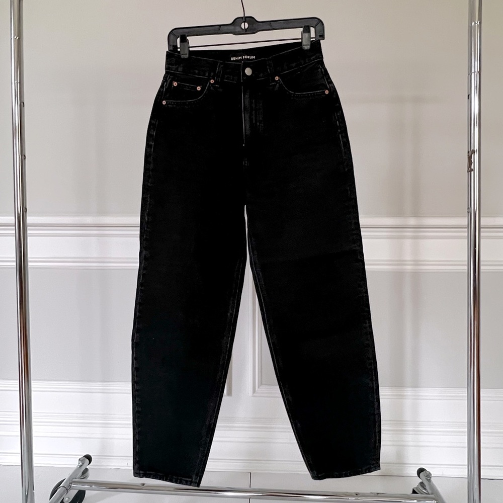 Black washed high waist jeans